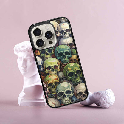 iPhone 16 Pro Case — Skulls Pattern Hundreds Of Sma, Custom Designed Case Cover