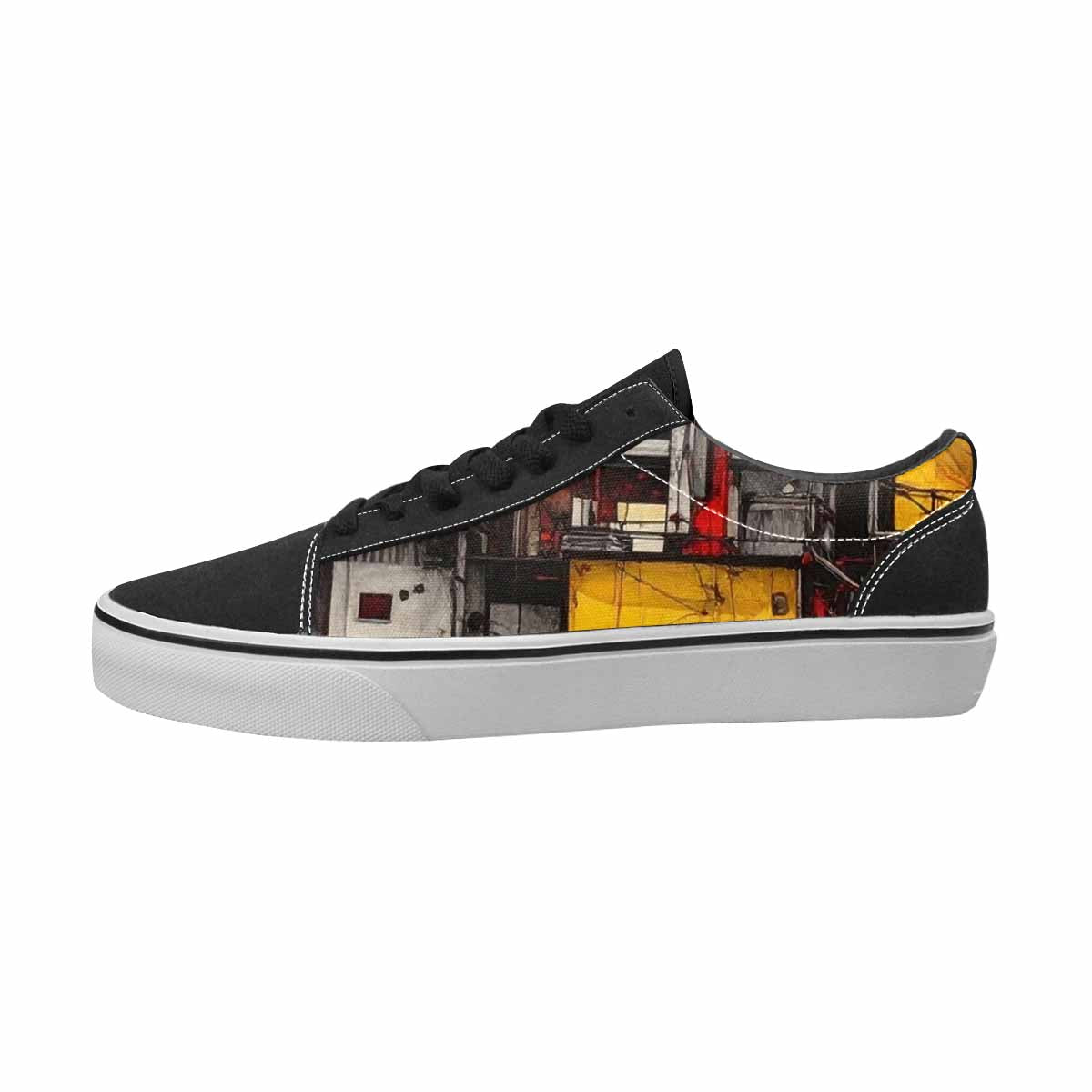 WOMEN'S Liminal Black & Red Ink Canvas Personalized Cottagecore Handmade Custom Shoes