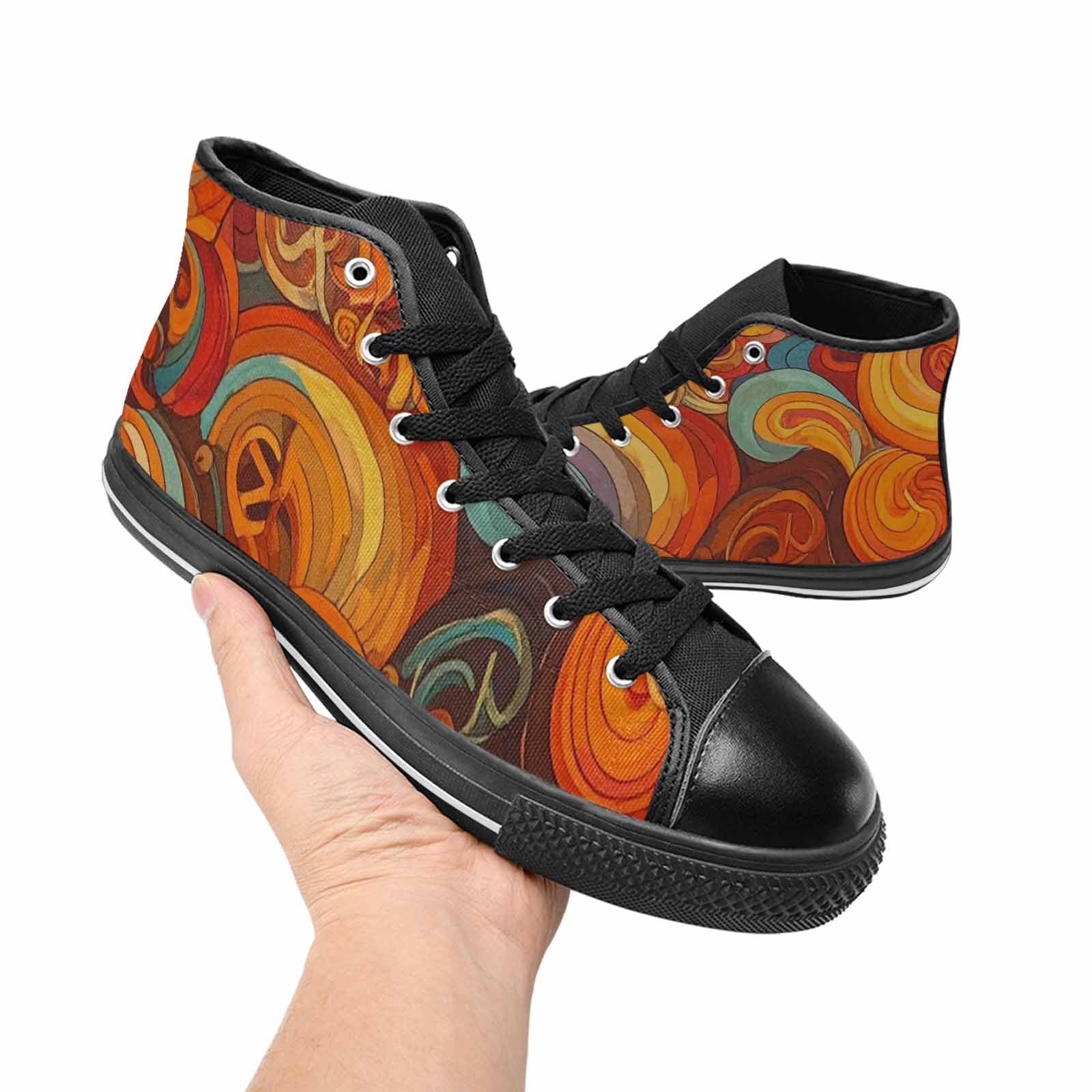 WOMEN'S Groovy 70S Peace High Top Canvas Vivid Custom Sneakers