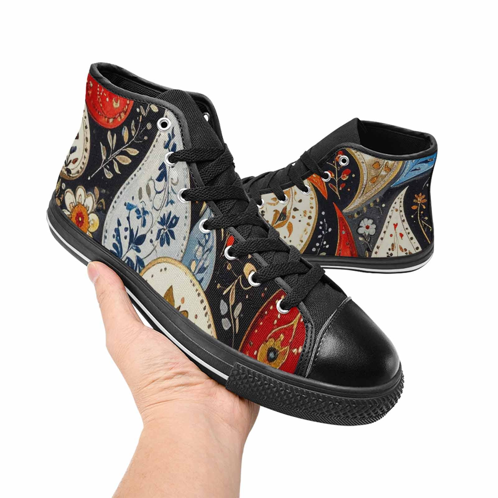 WOMEN'S Paisley Bandana High Top Canvas Vibrant Chaos Sneakers