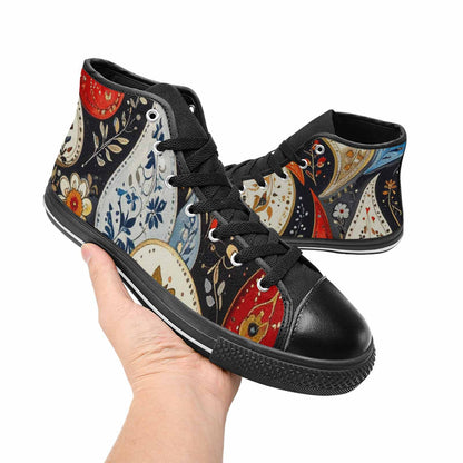 WOMEN'S Paisley Bandana High Top Canvas Vibrant Chaos Sneakers