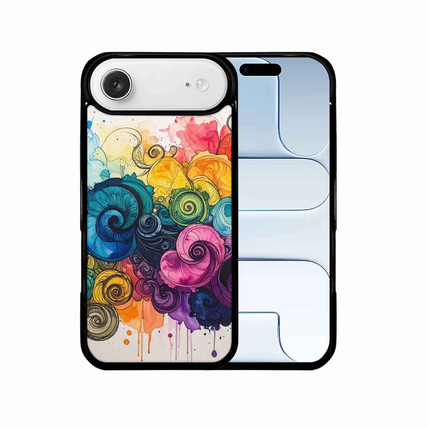 iPhone 17 Air Case — Tie Dye Swirls Black Blue Tie, Custom Printed Phone Case