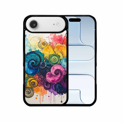 iPhone 17 Air Case — Tie Dye Swirls Black Blue Tie, Custom Printed Phone Case