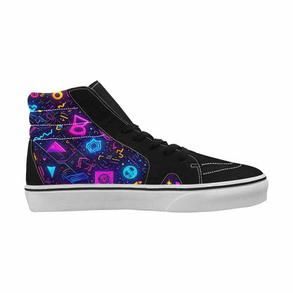 MEN'S 80s Retro Motif 80s High Top Canvas Vibrant Chaos Custom Sneakers