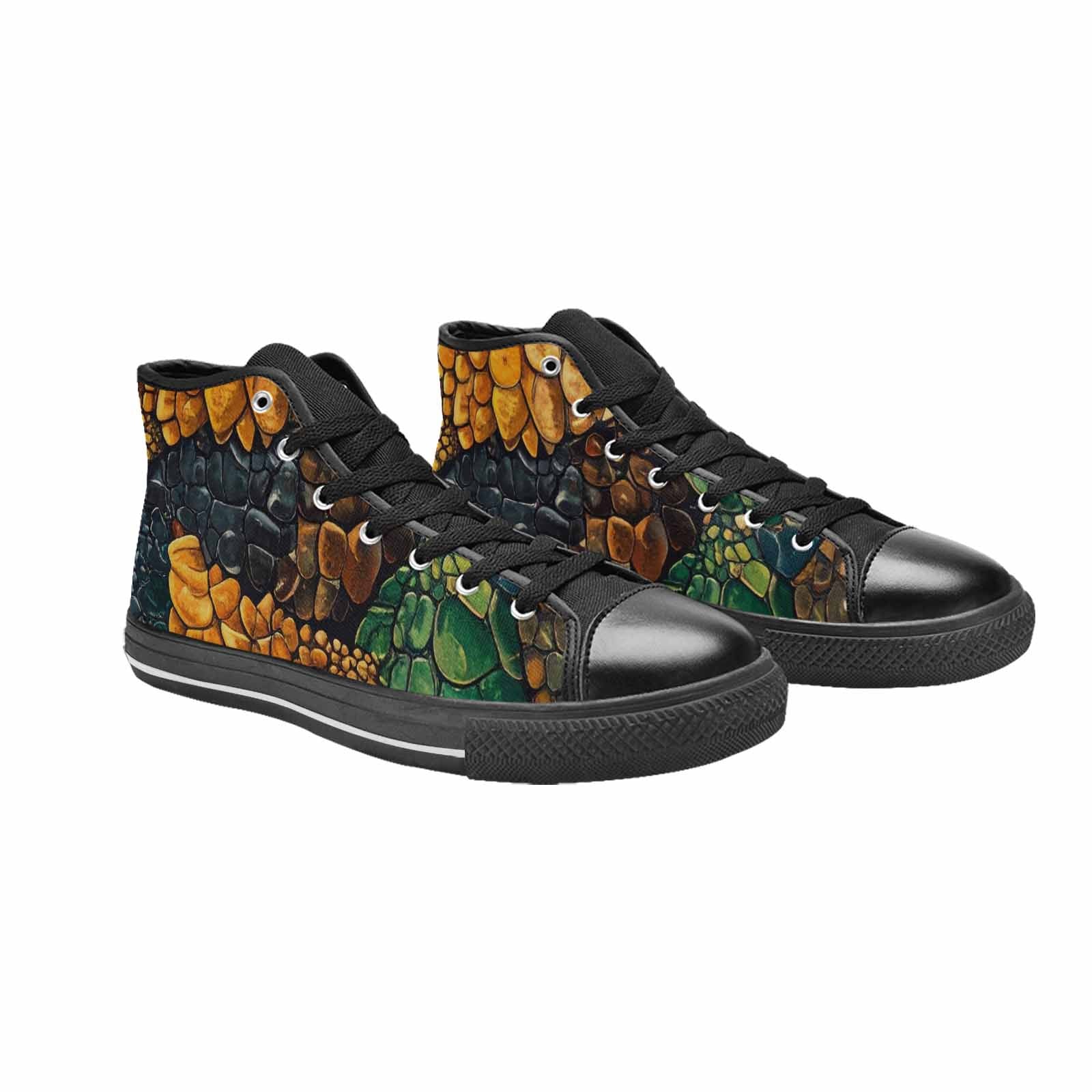 MEN'S Snake Skin Reptile High Top Canvas Wallpaper Art Shoes