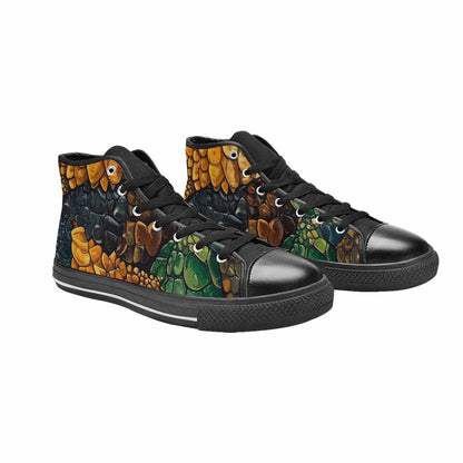 MEN'S Snake Skin Reptile High Top Canvas Wallpaper Art Shoes
