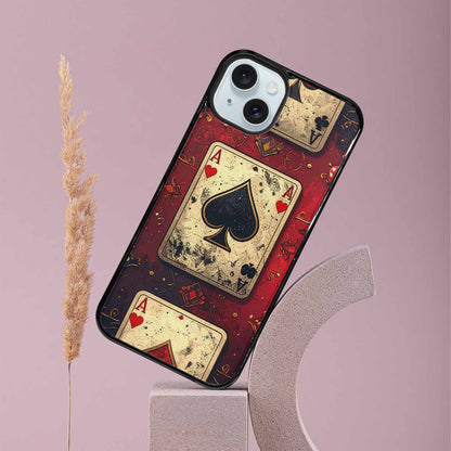 iPhone 15 Plus Case — Playing Card Suits Pattern Poker Chips, Personalized Phone Case
