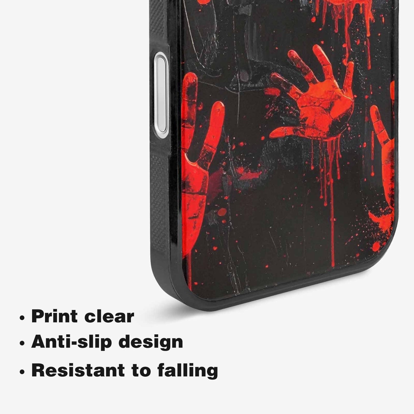 iPhone 16 Case — Splatter Paint Art Hand Prints Black, Custom Phone Case