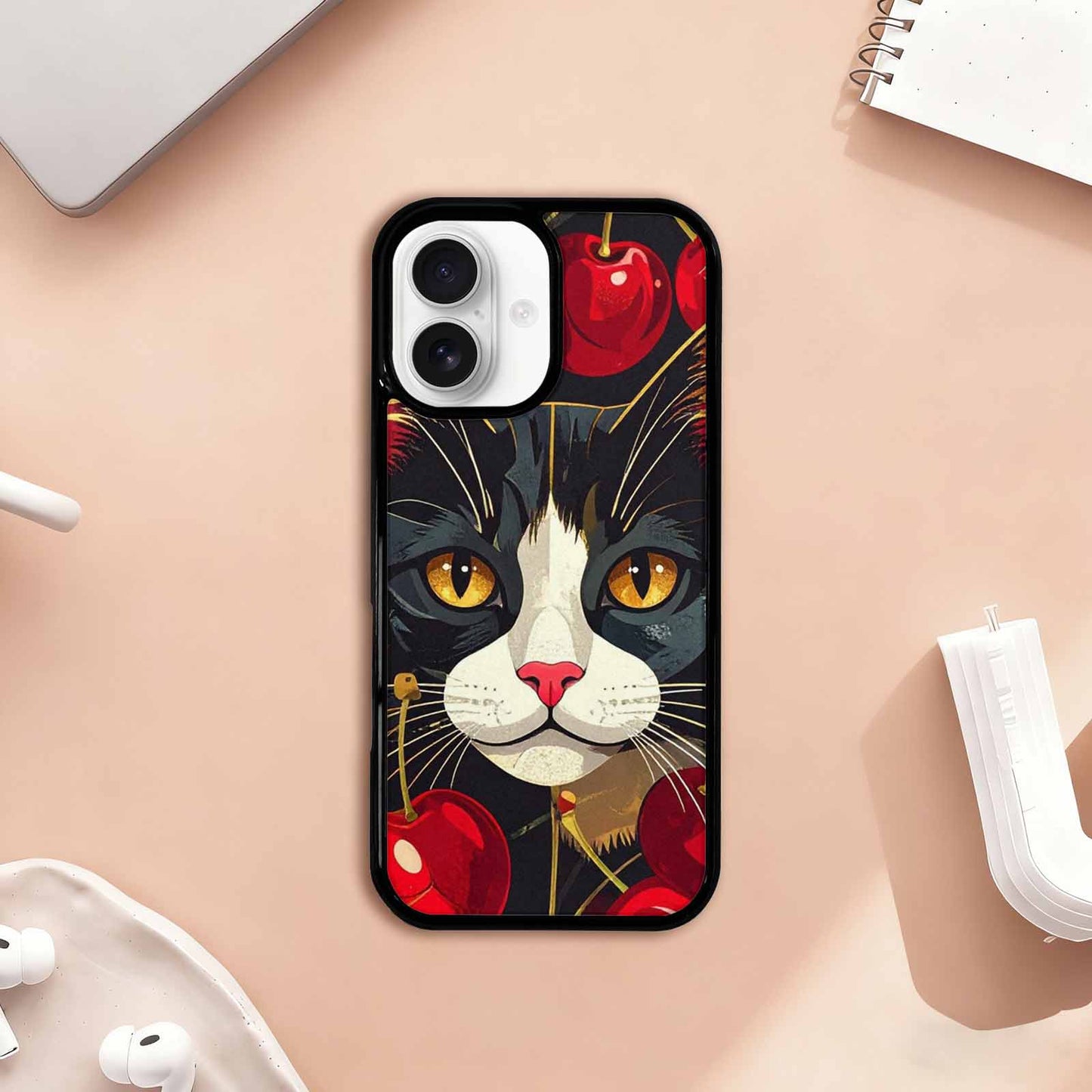 iPhone 17 Case — Retro Cherry Cat Retro Vintage, Custom Designed Case Cover