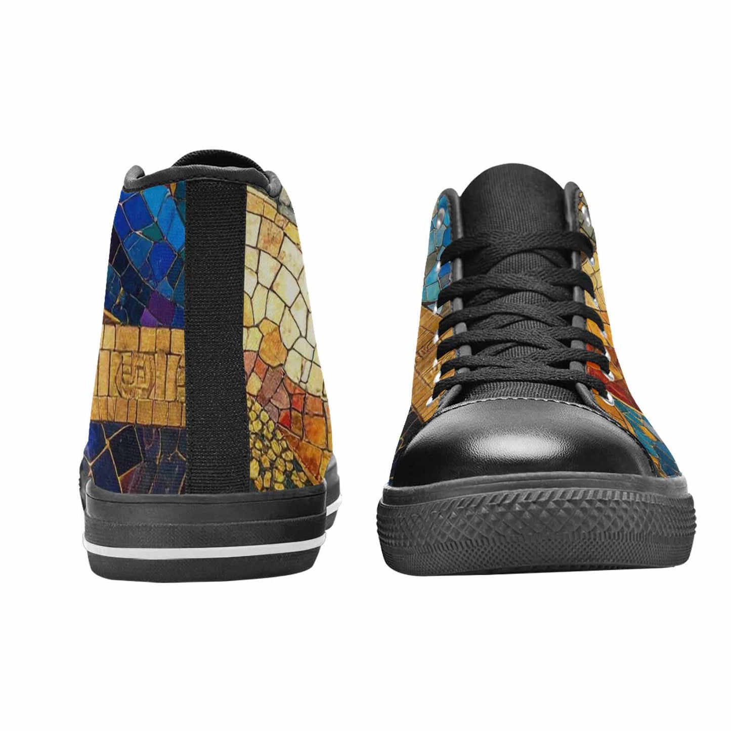 MEN'S Klimt-Style Gold Leaf High Top Canvas Wallpaper Art Custom Shoes