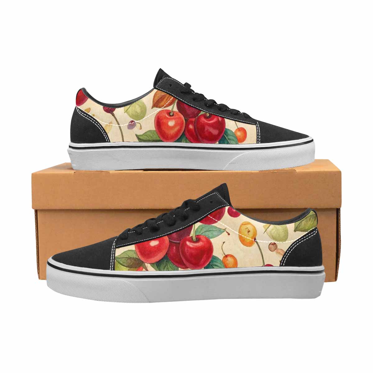 MEN'S Cherry Fruit Print Canvas Lace-Up Vivid Shoes