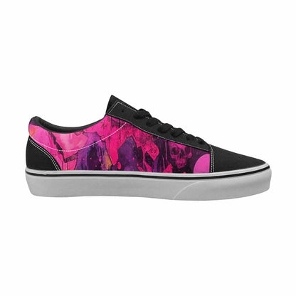 WOMEN'S Skeletons  Neon Pink Lace-Up Canvas Grunge Custom Shoes