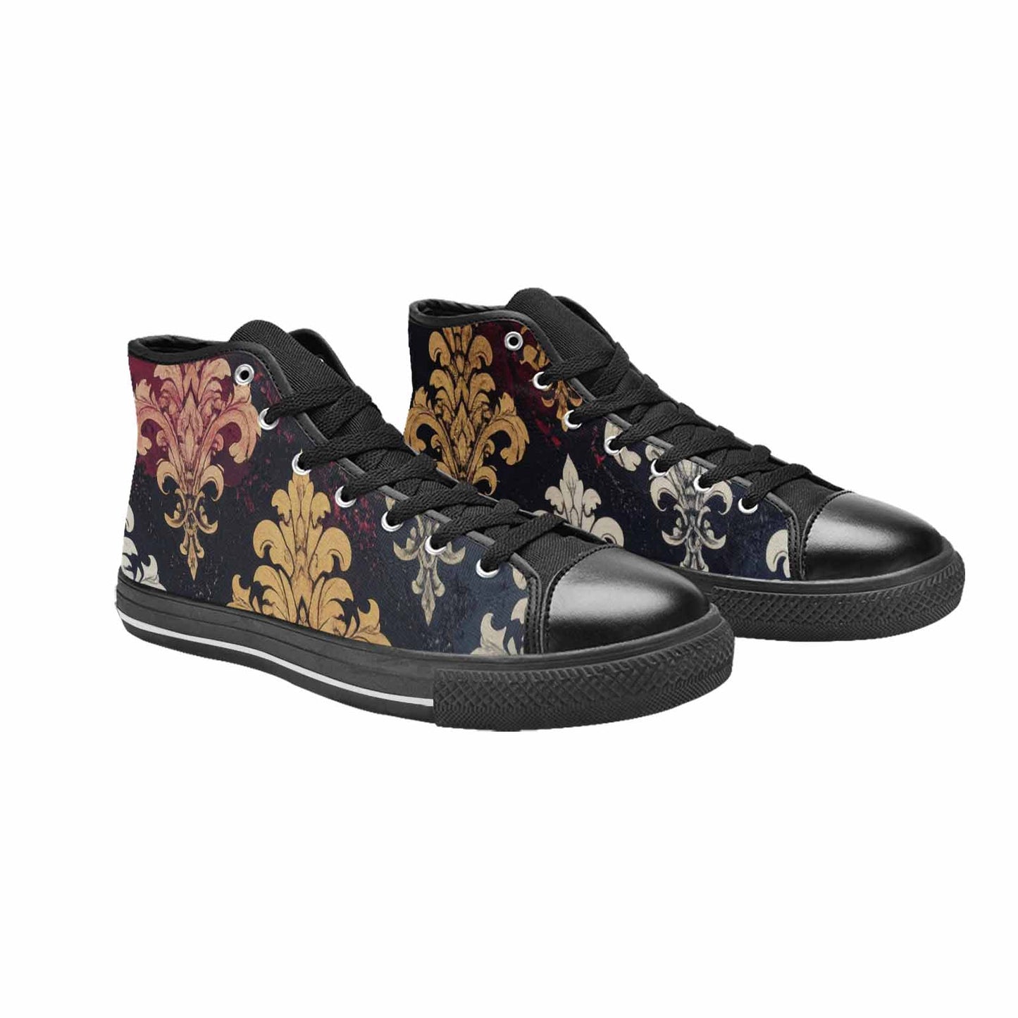 MEN'S Damask Ornamental Wallpaper High Top Canvas Grunge Custom Sneakers