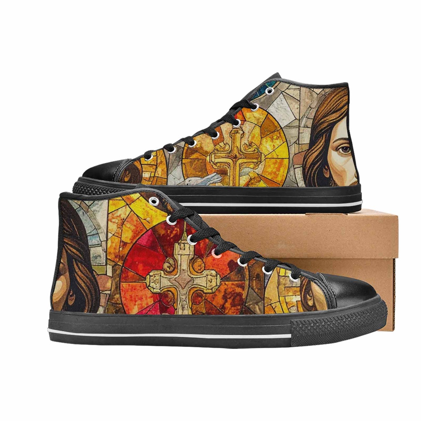MEN'S Jesus Face Small High Top Canvas Vivid Shoes