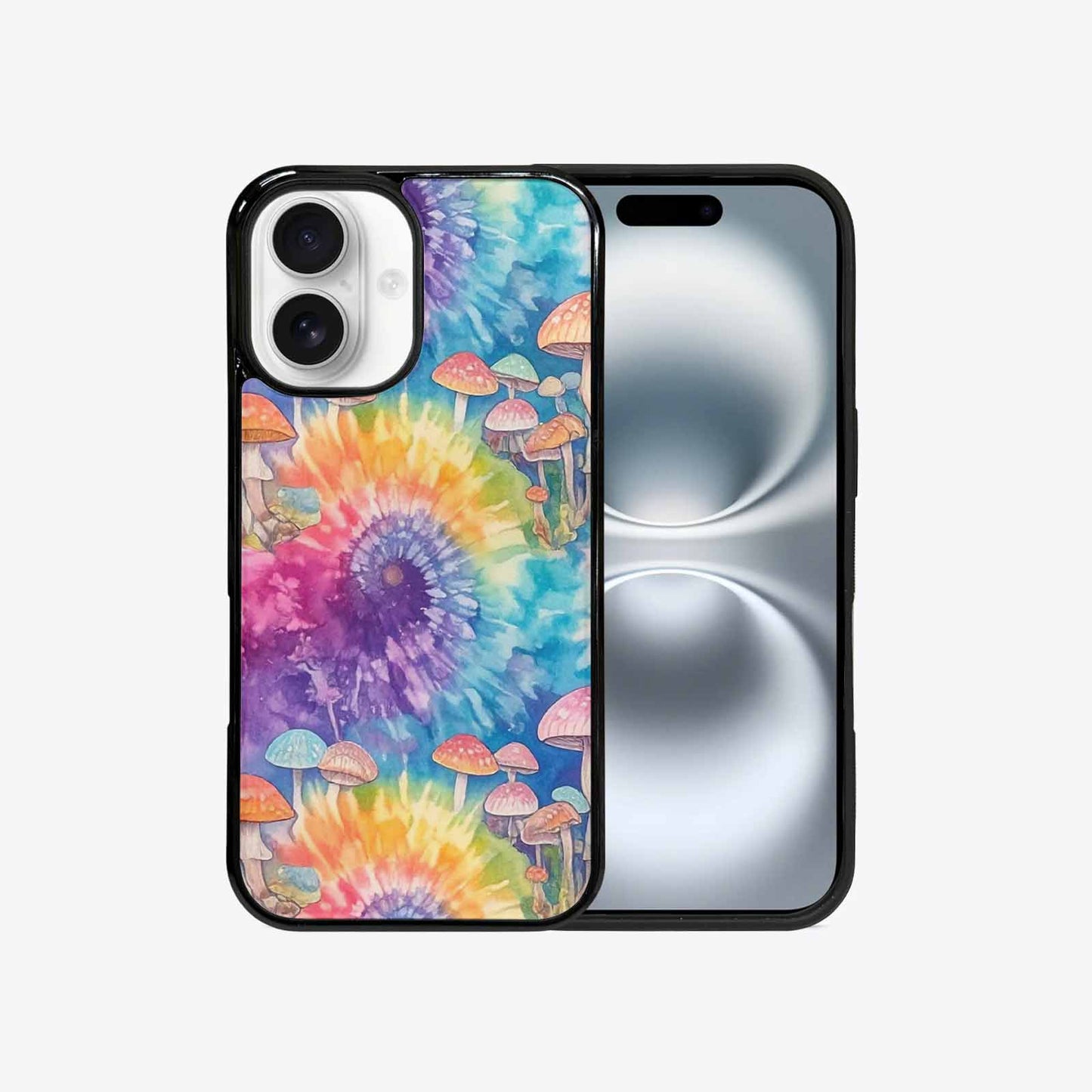 iPhone 16 Case — Mushrooms Tie Dyemushrooms Pat 9i2, Custom Print Case Cover