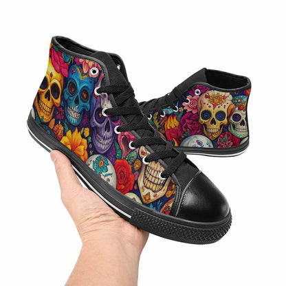 WOMEN'S Skull High Top Canvas Grunge Sneakers