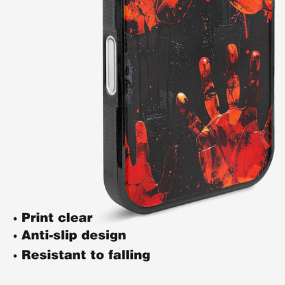 iPhone 16 Case — Halloween Splatter Handprint, Custom Phone Case