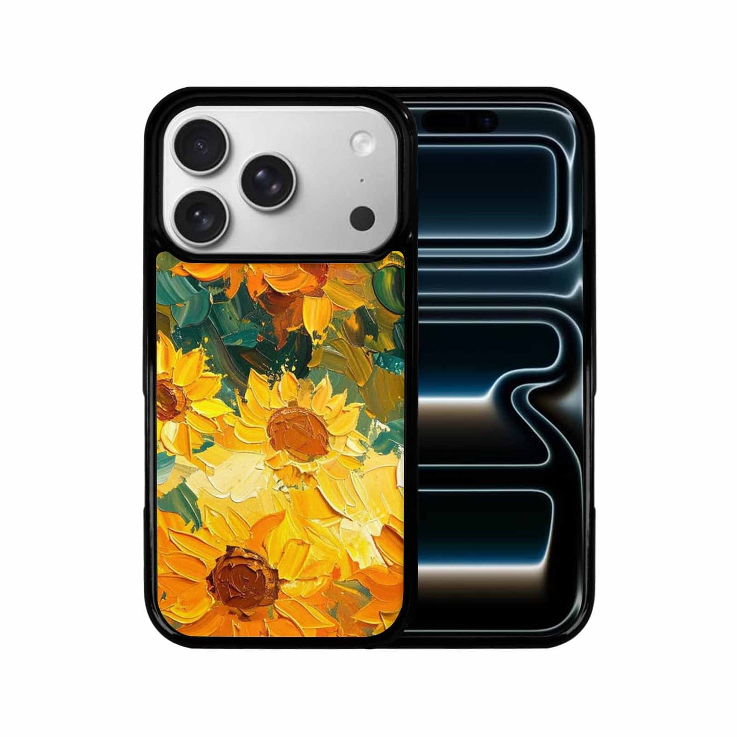 iPhone 17 Pro Case — Impressionist Sunflower Brushstroke Pattern Hundreds Floral, Custom Printed Phone Case
