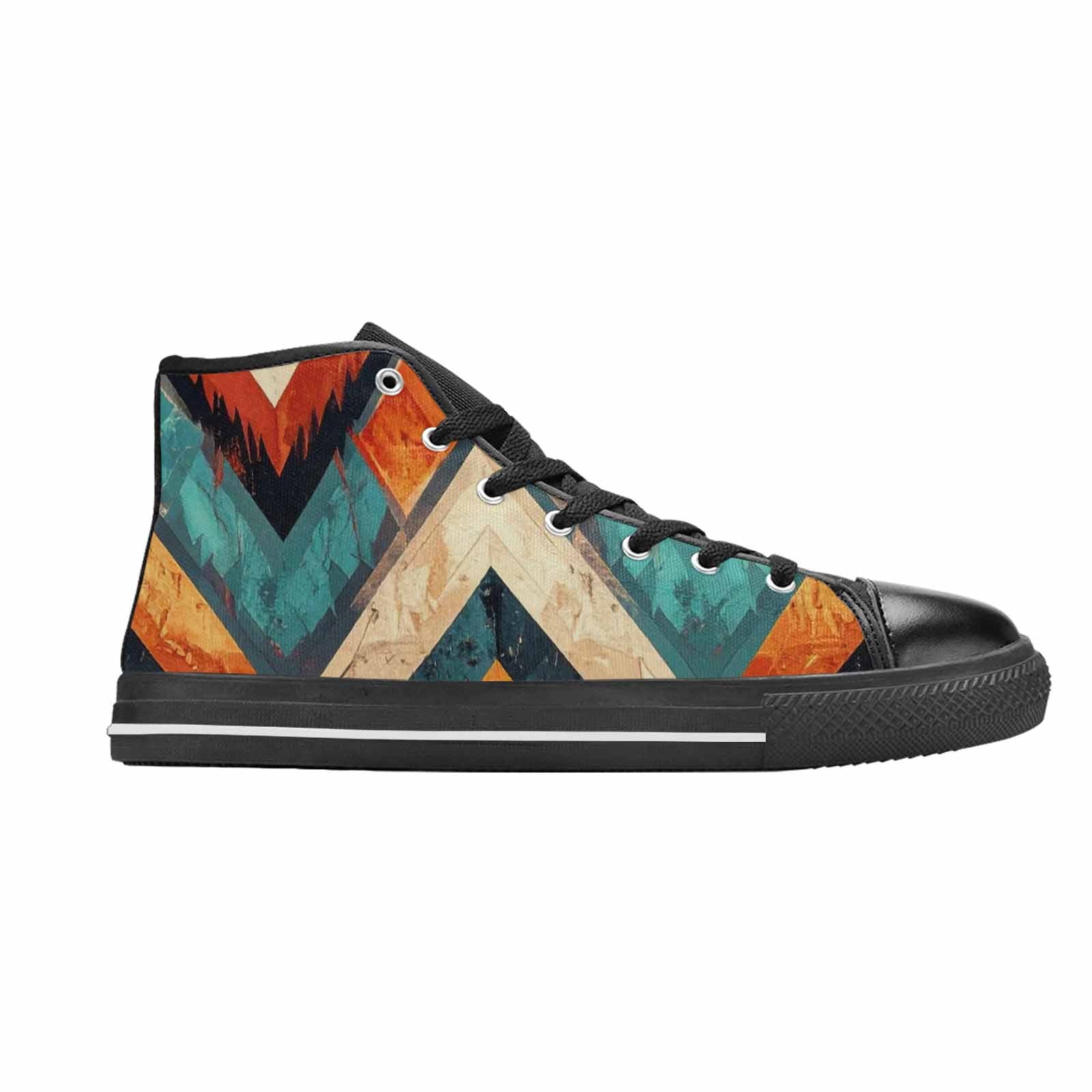 MEN'S Southwestern Geometric Diamond High Top Canvas Vibrant Chaos Sneakers