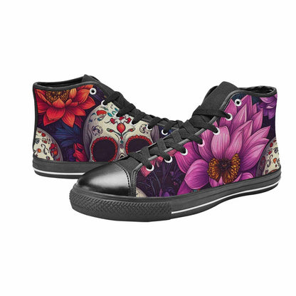 MEN'S Lotus Skulls High Top Canvas Neon Fantasy Shoes
