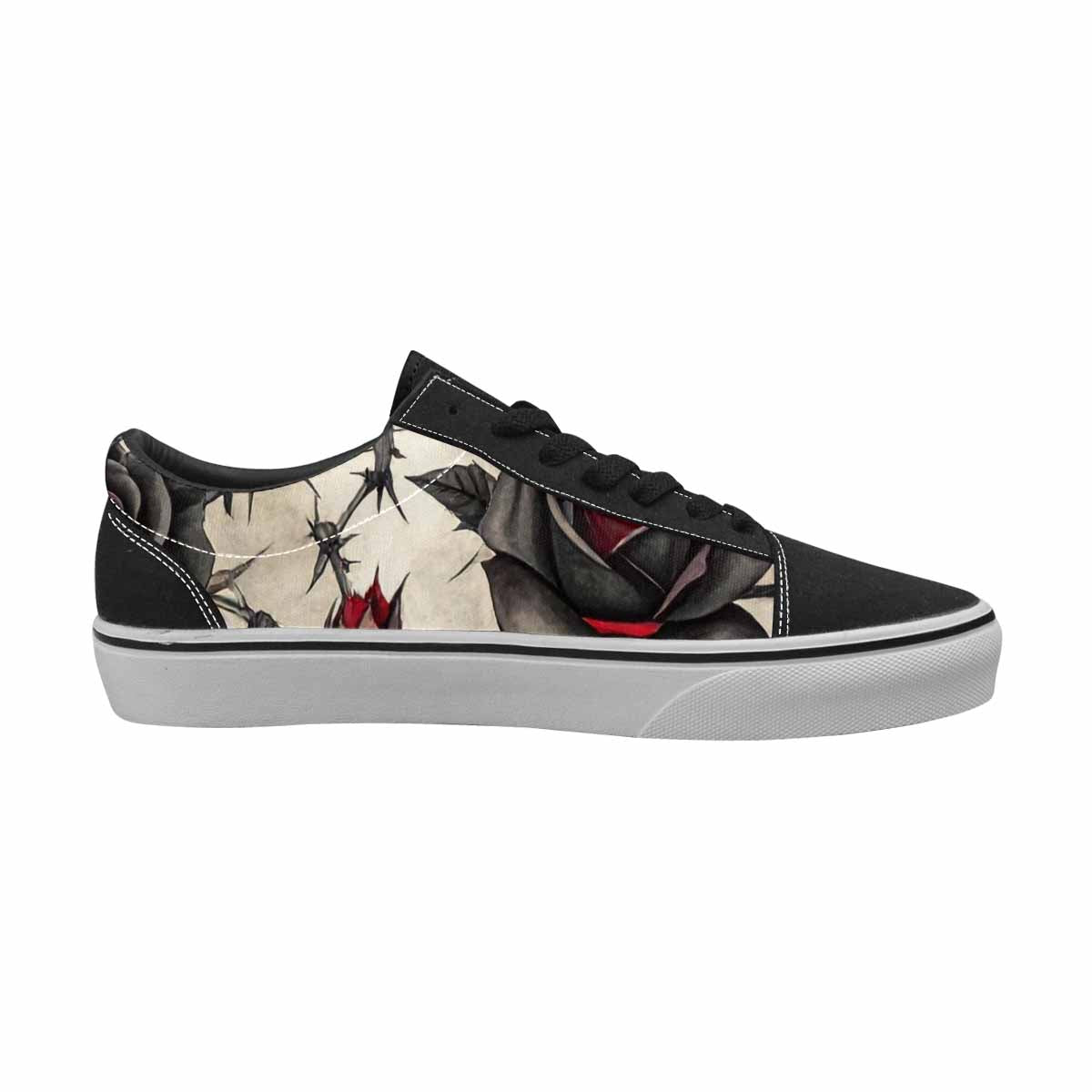 MEN'S Black Gothic Rose Canvas Lace-Up Y2K Sneakers