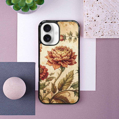 iPhone 16 Case — Vintage Botanical Art Pattern, Custom Print Case Cover