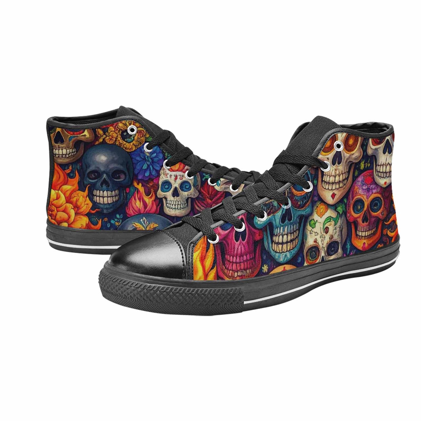 MEN'S Skull High Top Canvas Cottagecore Sneakers