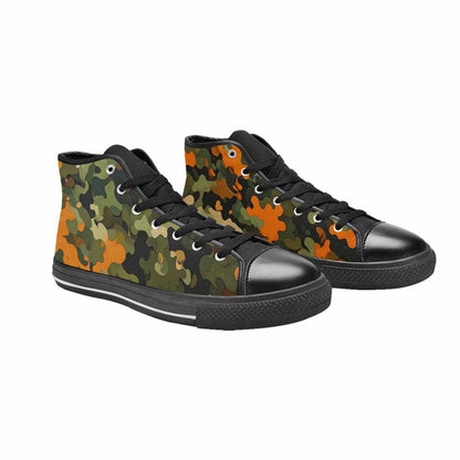 WOMEN'S Military Camouflage Blotch High Top Canvas Vibrant Chaos Custom Sneakers