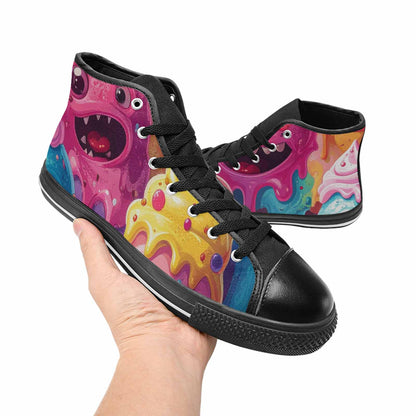 MEN'S Melting Icecream Monster Cherry High Top Canvas Neon Fantasy Sneakers
