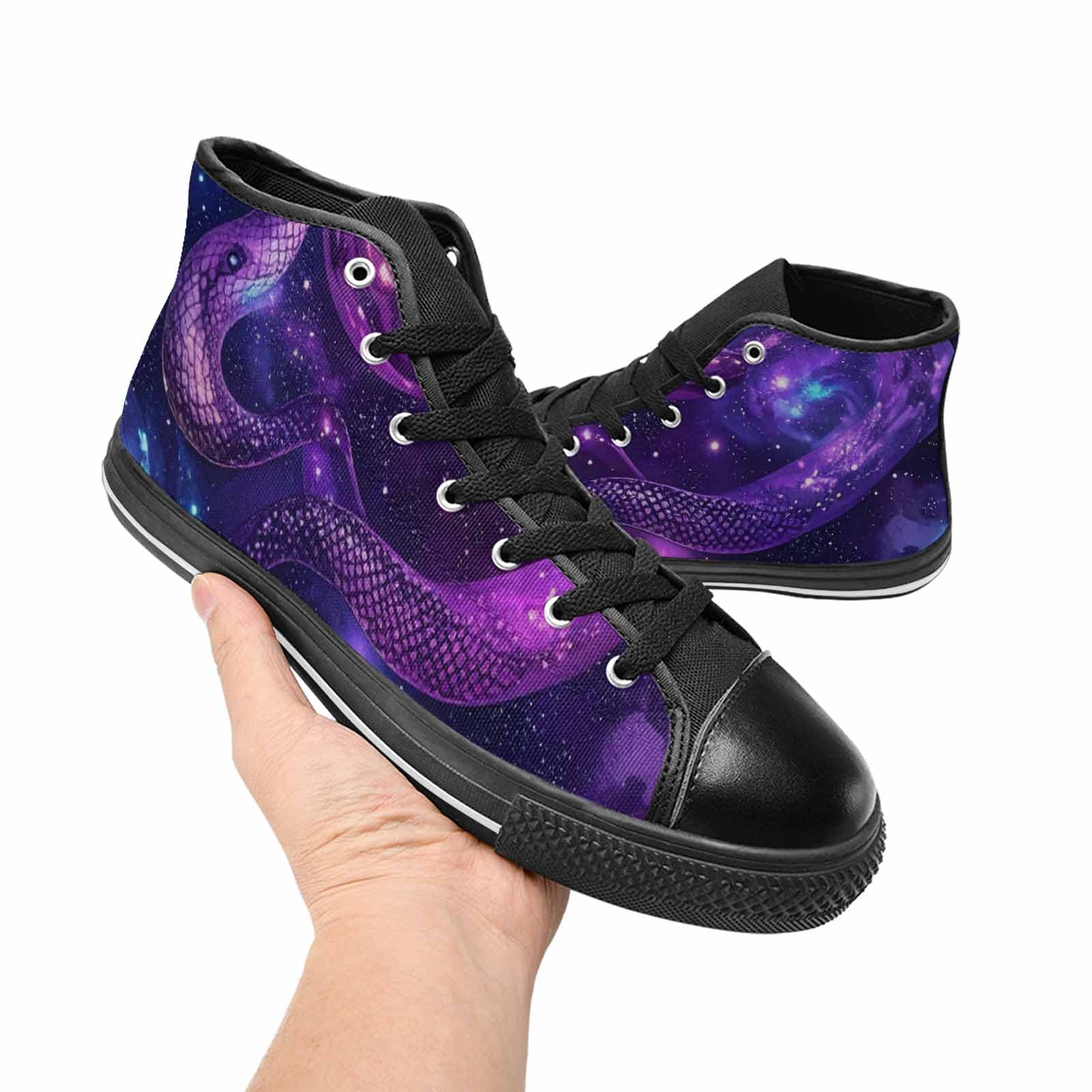 WOMEN'S Galaxy Snake Print High Top Canvas Surreal Shoes