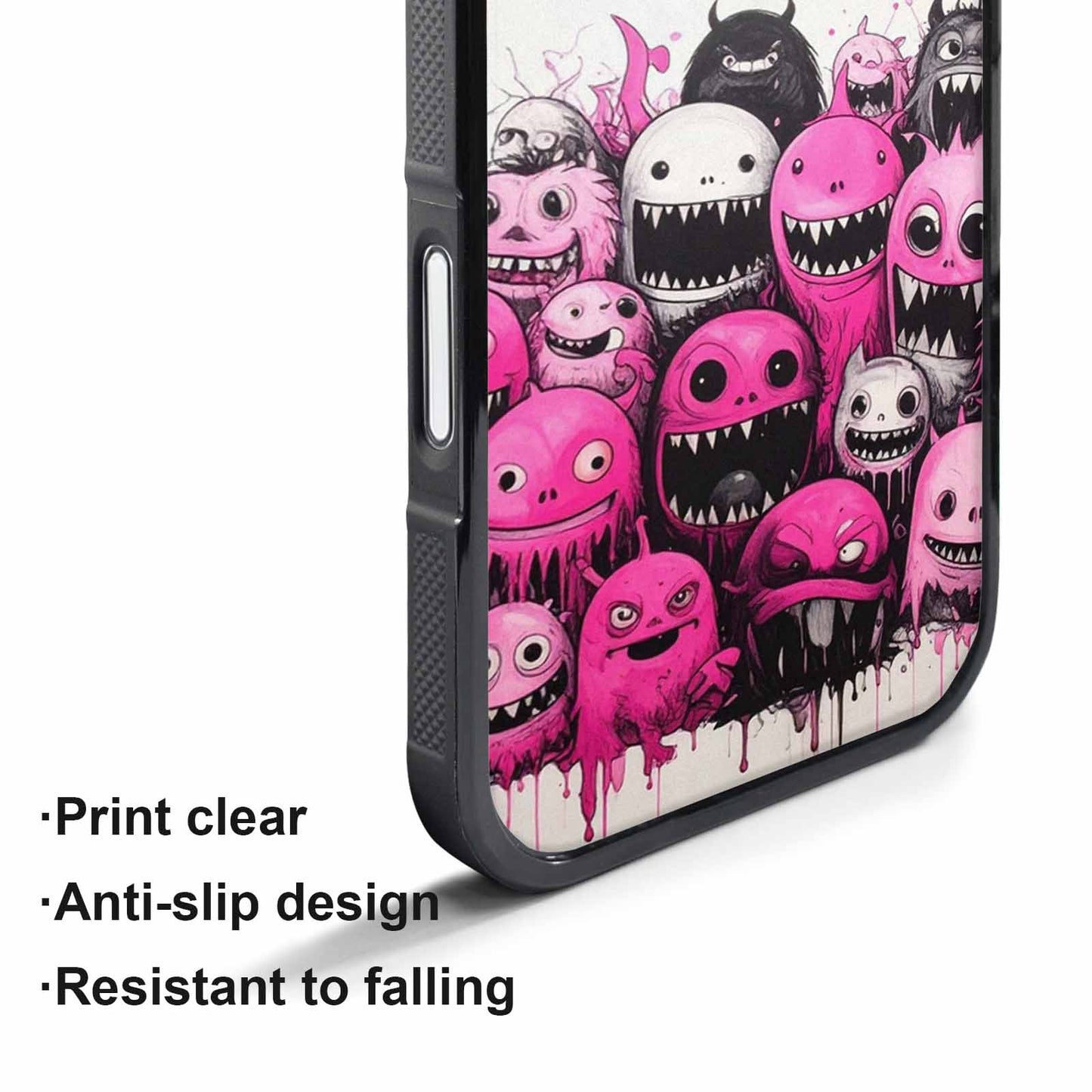 iPhone 17 Pro Case — Monsters General Black Pink Ink Cartoon, Unique Phone Case Design