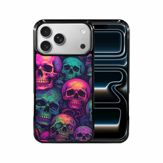 iPhone 17 Pro Max Case — Skulls Neon Punk Small Gothic Skulls, Unique Phone Case Design
