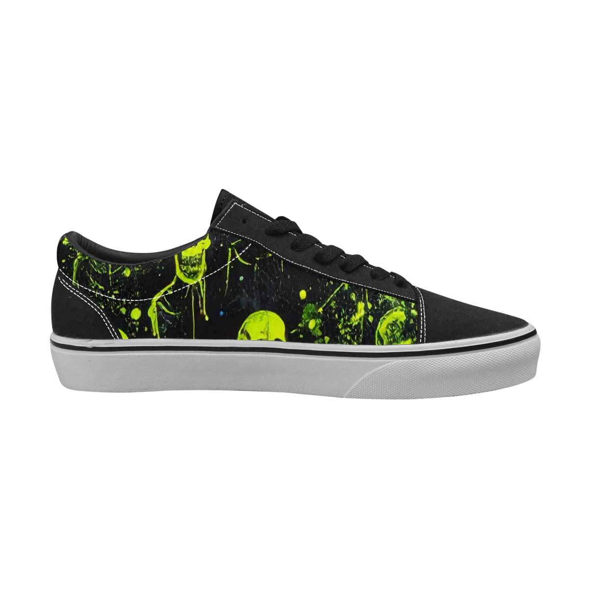 WOMEN'S Skeletons × Neon Green Lace-Up Canvas Neon Fantasy Custom Shoes