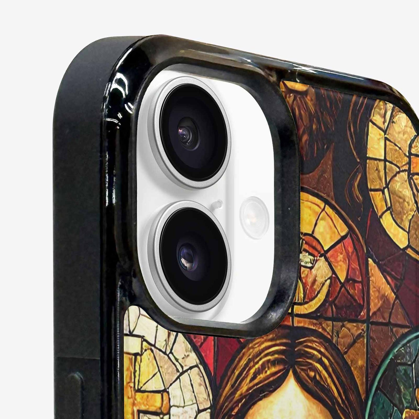 iPhone 16 Plus Case — Jesus Face Small Cross And Faith, Custom Print Case Cover