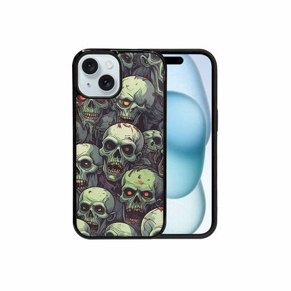 iPhone 15 Case — Zombie Head Pattern Hundreds Of Small, Custom Phone Case