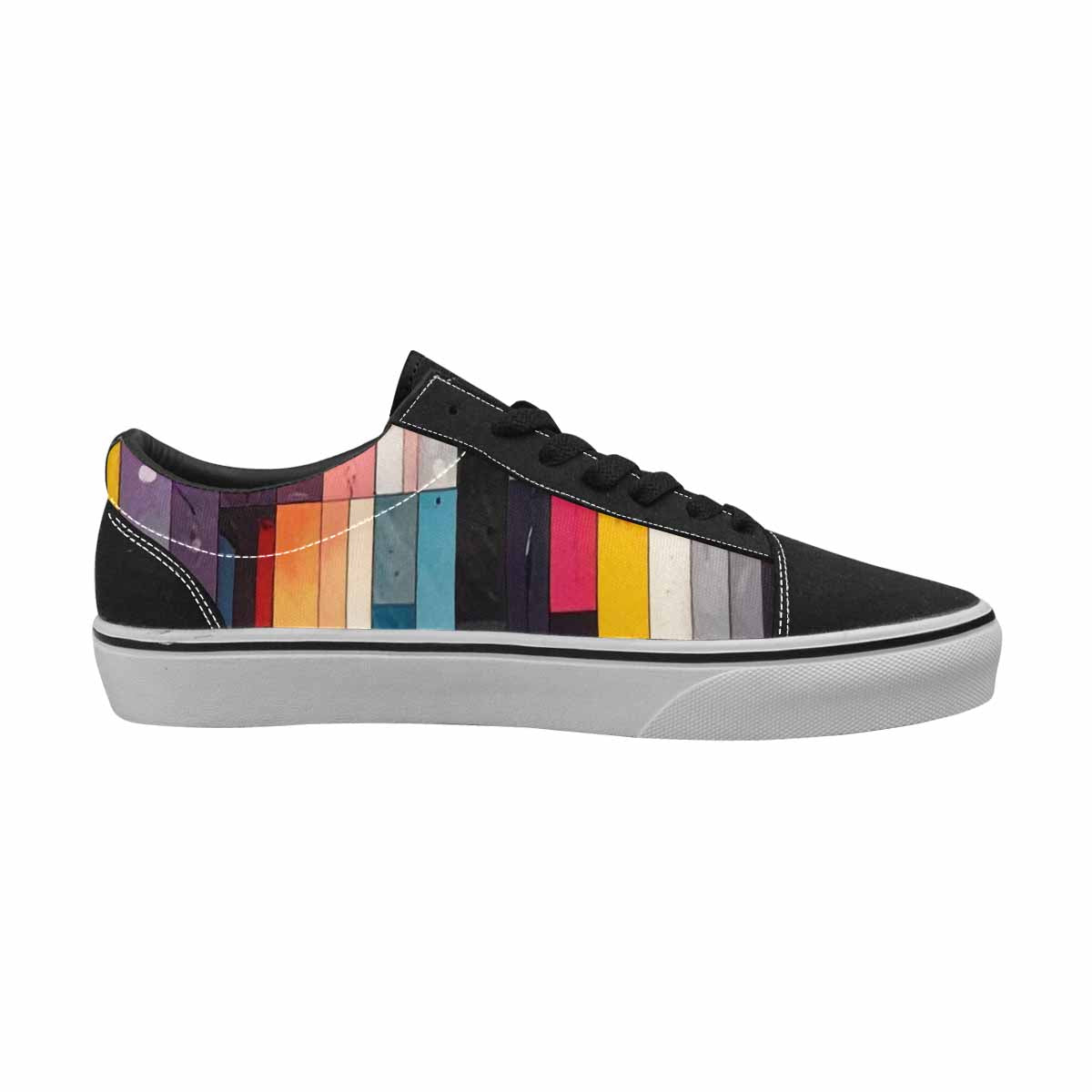 WOMEN'S Asexual Flag Color Canvas Lace-Up Grunge Custom Sneakers