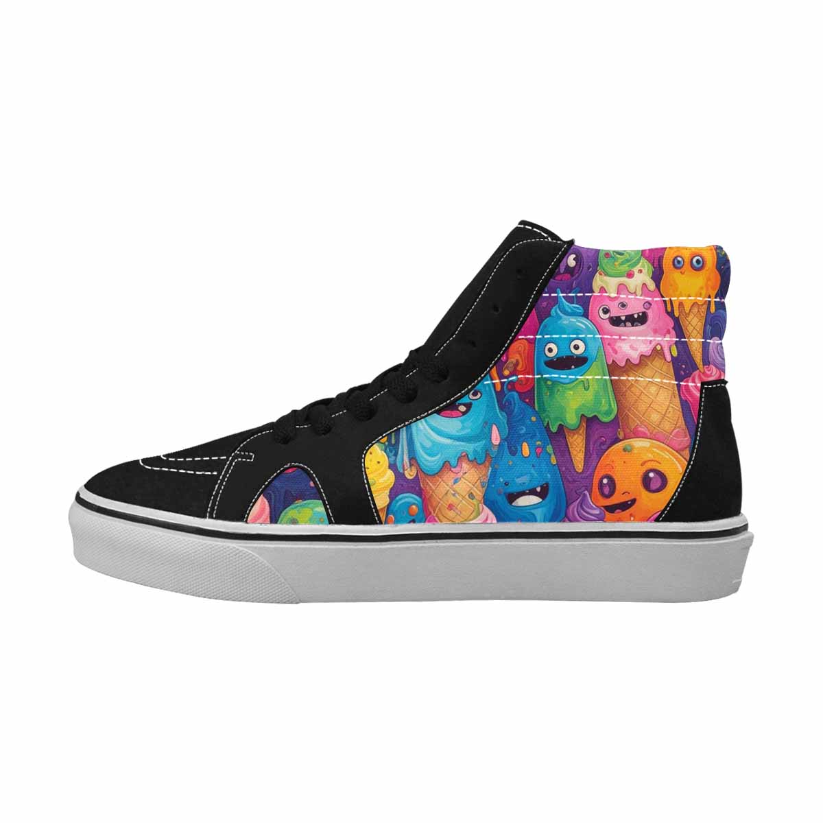 MEN'S Melting Ice Cream Monster High Top Canvas Melting Art Custom Sneakers