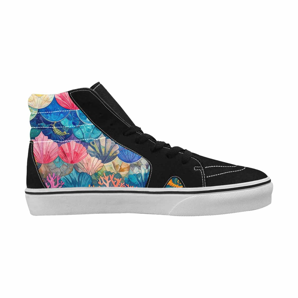 MEN'S Fish Scale Coral High Top Canvas Wallpaper Art Custom Sneakers