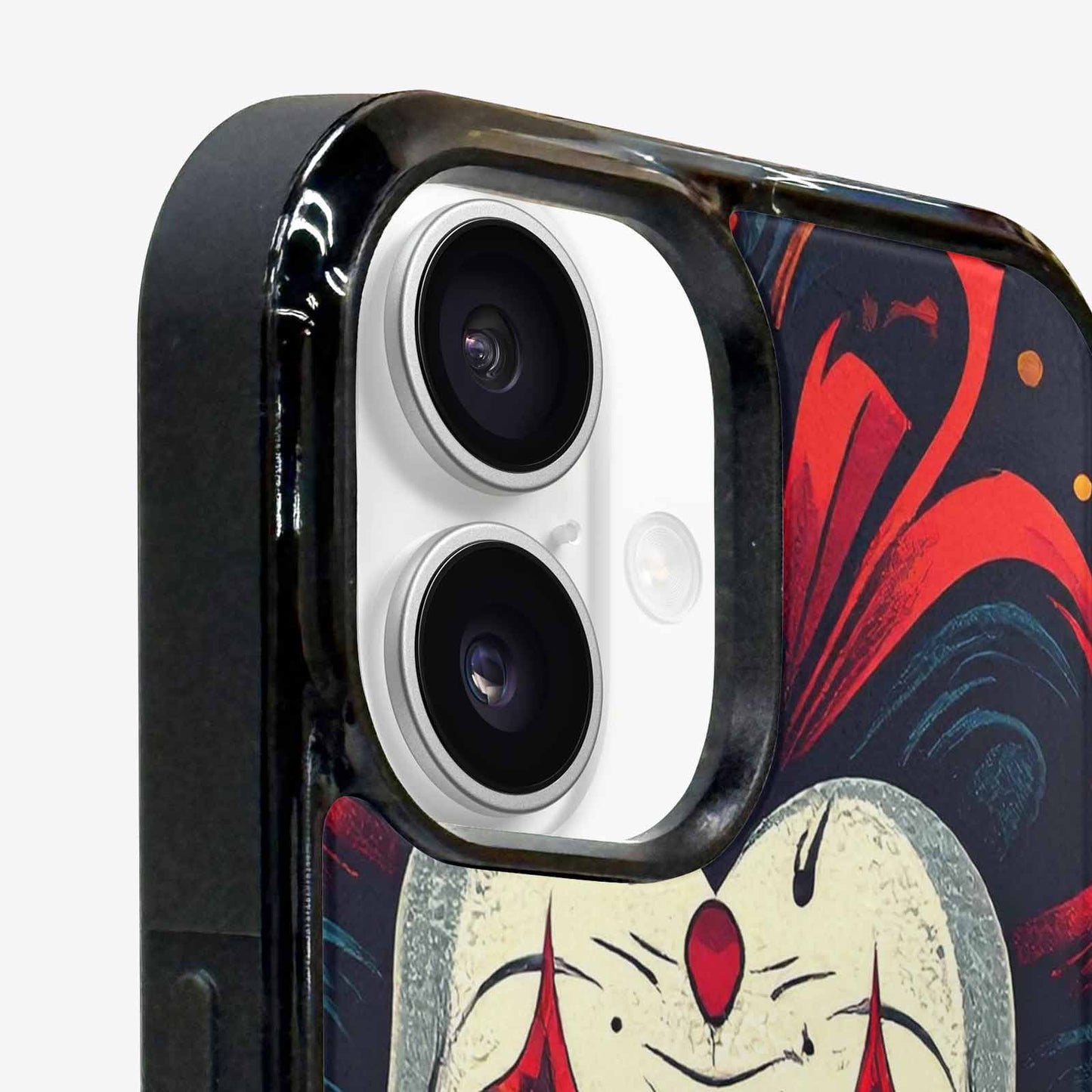 iPhone 16 Case — Evil Circus Heads Faces Overlapping Patterns, Custom Printed Phone Case