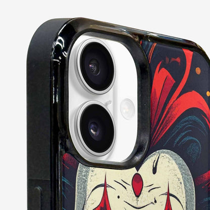 iPhone 16 Case — Evil Circus Heads Faces Overlapping Patterns, Custom Printed Phone Case