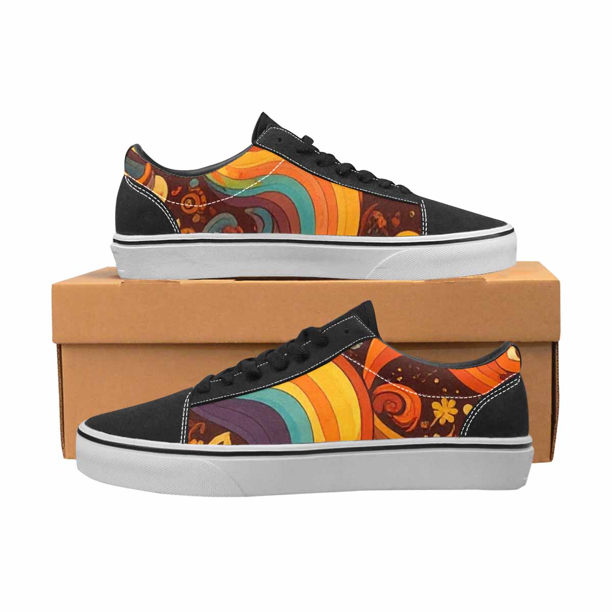 MEN'S Groovy 70S Peace Canvas Lace-Up Dark Academia Custom Sneakers