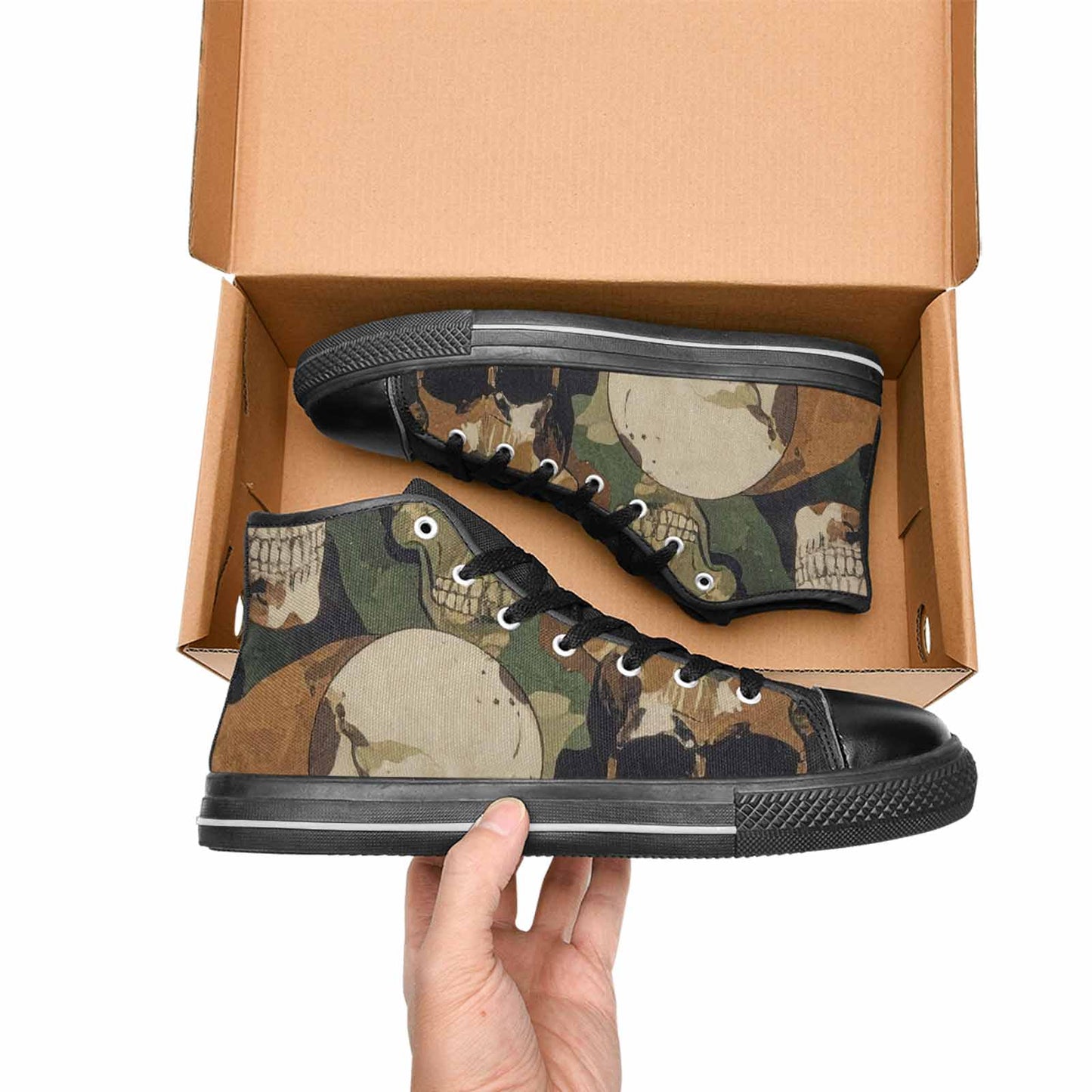 MEN'S Military Camo Skull High Top Canvas Vivid Custom Sneakers