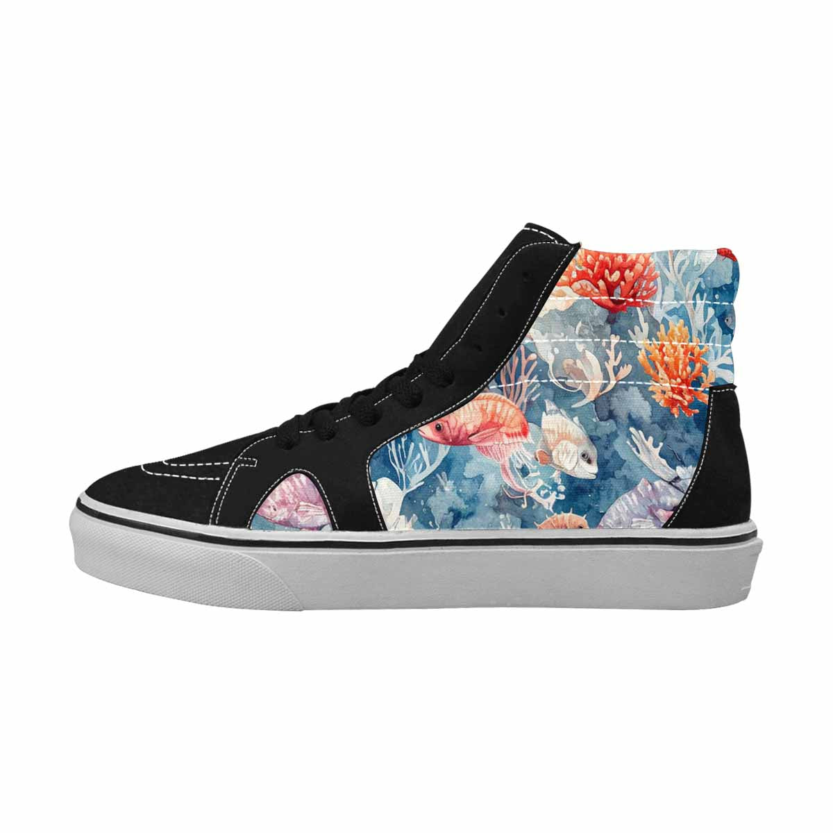 MEN'S Fish Scale Coral High Top Canvas Grunge Custom Shoes