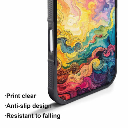 iPhone 17 Pro Case — Tie Dye Swirls Black White Tie, Custom Printed Phone Case