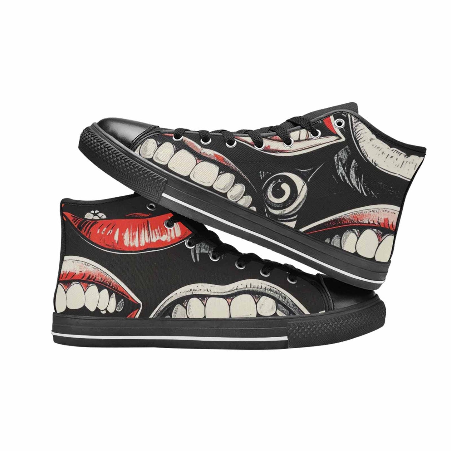 WOMEN'S Googly Cartoon Mouths High Top Canvas Dreamcore Custom Shoes