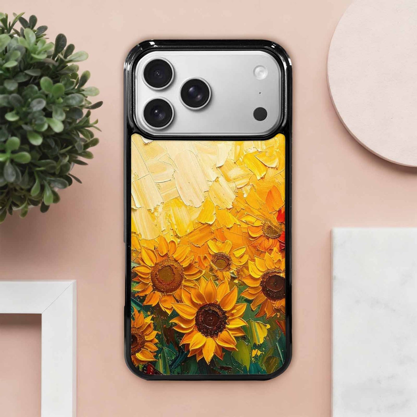 iPhone 17 Pro Max Case — Impressionist Sunflower Brushstroke Pattern Floral, Original Design Phone Case