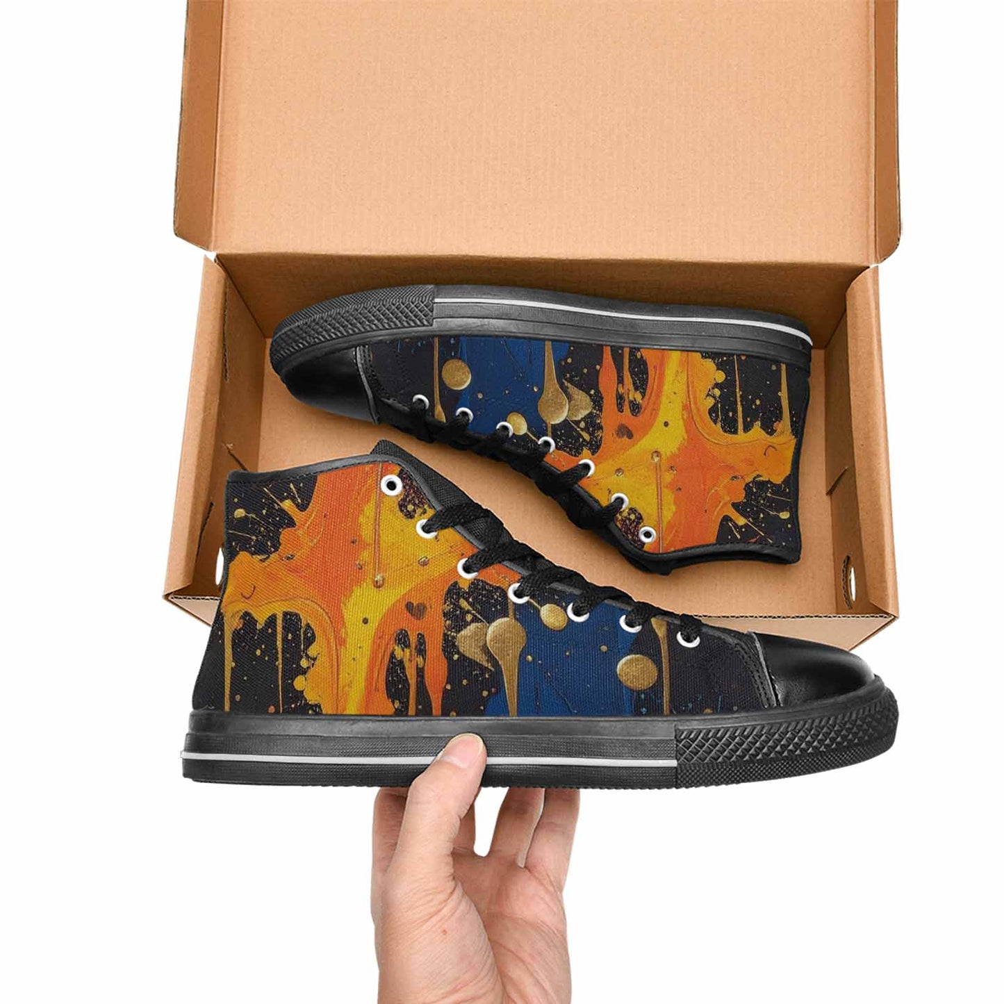 MEN'S Paint Splatter High Top Canvas Cottagecore Sneakers