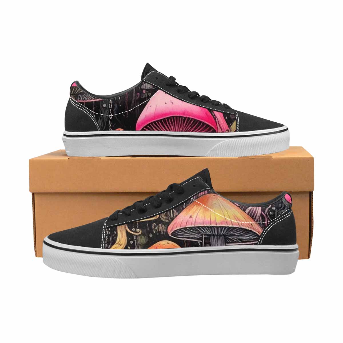 WOMEN'S Rainbow Drip Mushrooms Lace-Up Canvas Dark Academia Sneakers