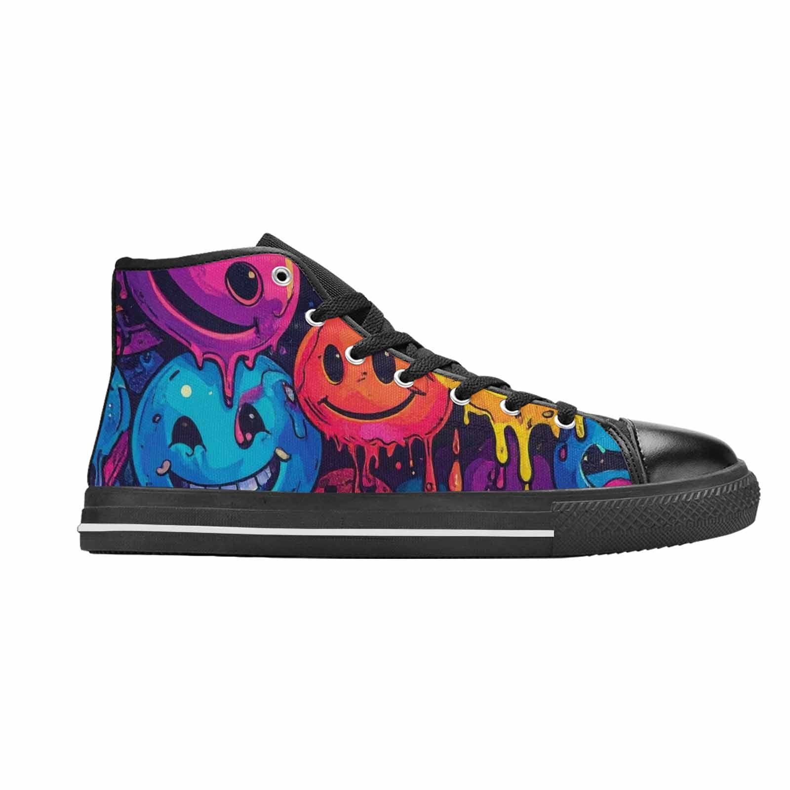 MEN'S Yellow Smiley Face High Top Canvas Y2K Custom Shoes