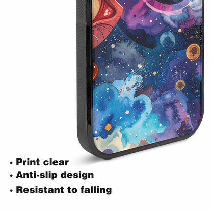 iPhone 15 Plus Case — Cartoon Eyeballs Galaxy, Custom Made Phone Cover